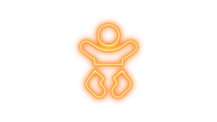 Neon baby icon brown color glow with transparent background