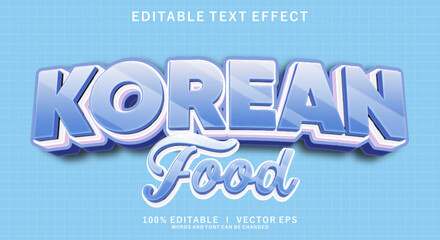 korean food 3d vector text effect with modern style design