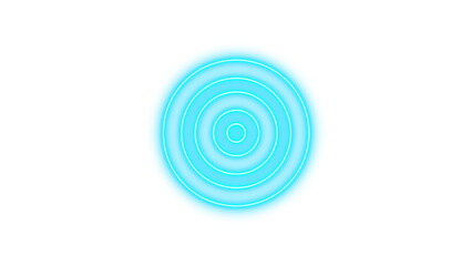 Neon bullseye icon cyan color glow with transparent background