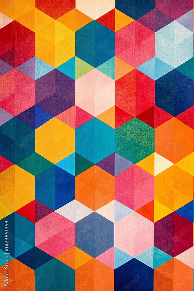 Poster Colorful hexagon pattern forming textured geometric background