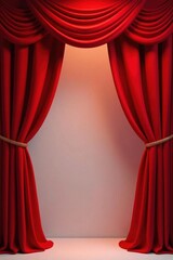 Red vector curtain frame template; realistic design , modern, pattern, download