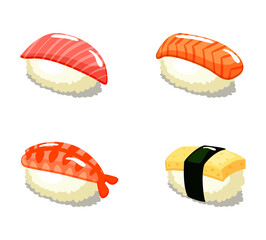 Sushi Stickers Hand Drawn Doodle Coloring Vector