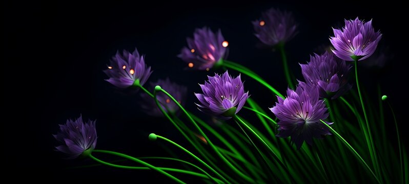 abstrak mozaic color of Chives in darkness, ai generative