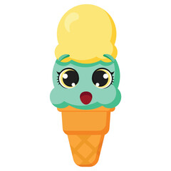 Ice cream cone green yellow