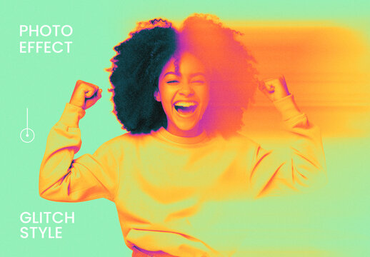 Hologram Photo Effect Futuristic Glitch Style Mockup