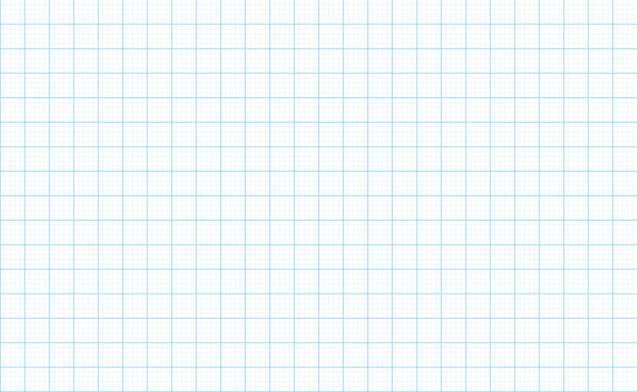 Graph paper background. White paper with blue grid. Vector mockup