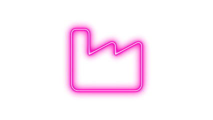 Neon industry icon pink color glow with transparent background