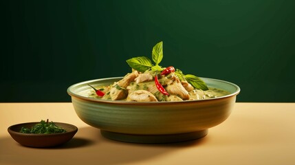 Geang Keow Wan Gai in a Thai restaurant scene