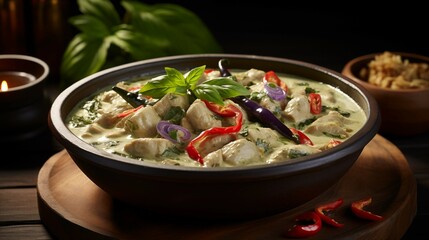 Geang Keow Wan Gai in a traditional Thai bowl