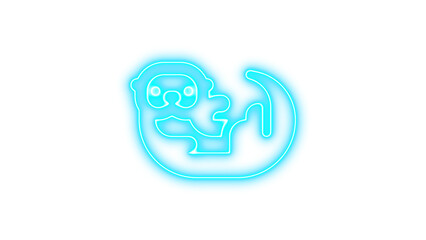 Fototapeta premium Neon otter icon cyan color glow with transparent background