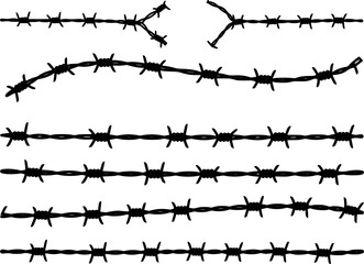 Black silhouette of the barbed wire
