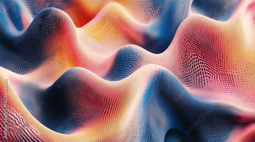 Poster colorful wavy mesh is forming a modern abstract background