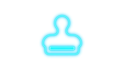 Neon stamp icon cyan color glow with transparent background