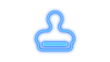 Neon stamp icon blue color glow with transparent background