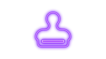 Neon stamp icon purple color glow with transparent background