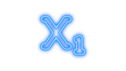 Neon subscript icon blue color glow with transparent background