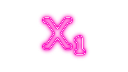 Neon subscript icon pink color glow with transparent background