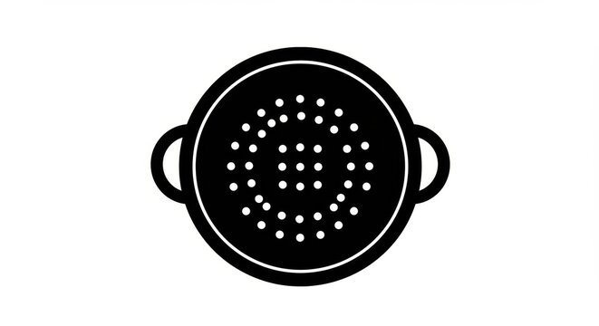 Black & White Kitchen Colander Silhouette, Circular Hole Pattern