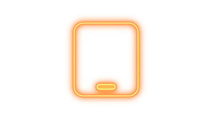 Neon tablet icon brown color glow with transparent background