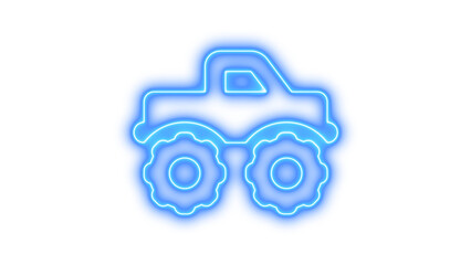 Neon truck monster icon blue color glow with transparent background © مُحسَب