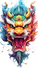 Obraz premium Colorful Dragon Illustration Isolated On Transparent Background