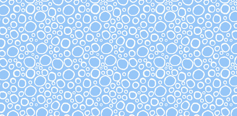 White Hand Drawn Circle Pattern, Blue Background, Abstract Design