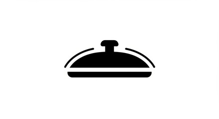 Fototapeta premium Covered Serving Dish Silhouette: Elegant Black and White Culinary Icon