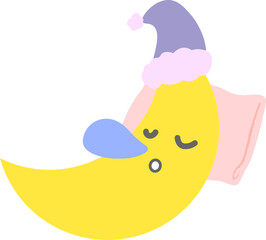 笑顔で眠る月のキャラクターイラスト