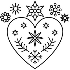 Seasonal Heart Line Art Snowflakes to Blossoms