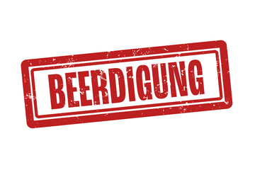 Beerdigung (Burial) - A red stamp, isolated on white background.