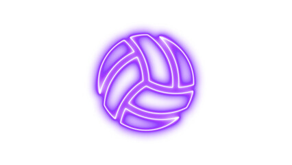 Neon volleyball icon purple color glow with transparent background
