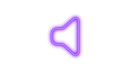Neon volume off icon purple color glow with transparent background