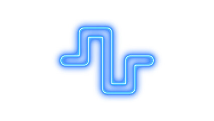 Neon wave square icon blue color glow with transparent background