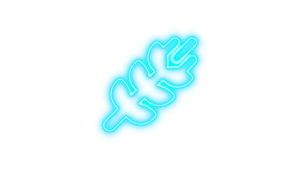 Neon wheat awn icon cyan color glow with transparent background
