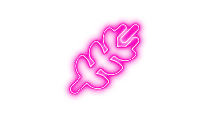 Neon wheat awn icon pink color glow with transparent background