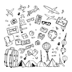 Pattern with elements about travel