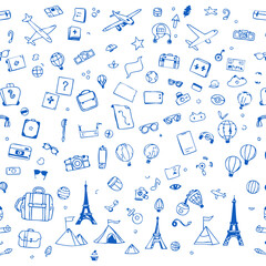 Travel pattern in doodle style 
