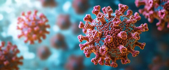 Virus close-up in microscopic view