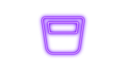 Neon whiskey glass icon purple color glow with transparent background