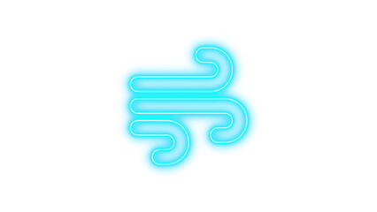 Neon wind icon cyan color glow with transparent background