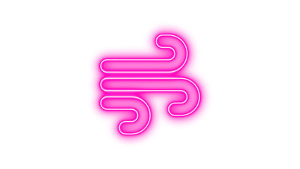 Neon wind icon pink color glow with transparent background