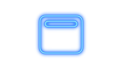 Neon window maximize icon blue color glow with transparent background