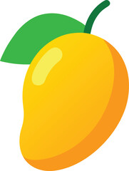 Mango with leaves. Exotic fruit. Isolated mango on white background