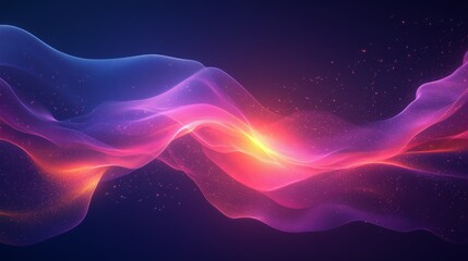 Obraz premium A futuristic depiction of a neon wave, set against a deep navy blue and violet gradient background. 10
