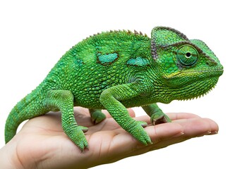 Obraz premium Green iguana on a white background