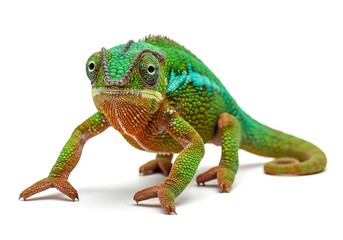 Green iguana on white background