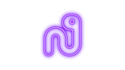 Neon worm icon purple color glow with transparent background
