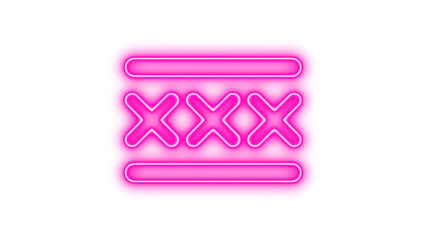 Neon x marks lines icon pink  color glow with transparent background