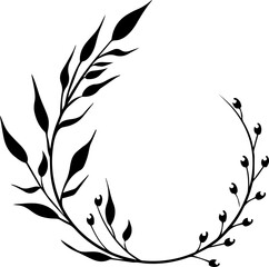 Minimal Twig Illustration – Black and White Botanical Branch Vector Icon