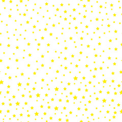 Seamless stars pattern gold yellow color on white background